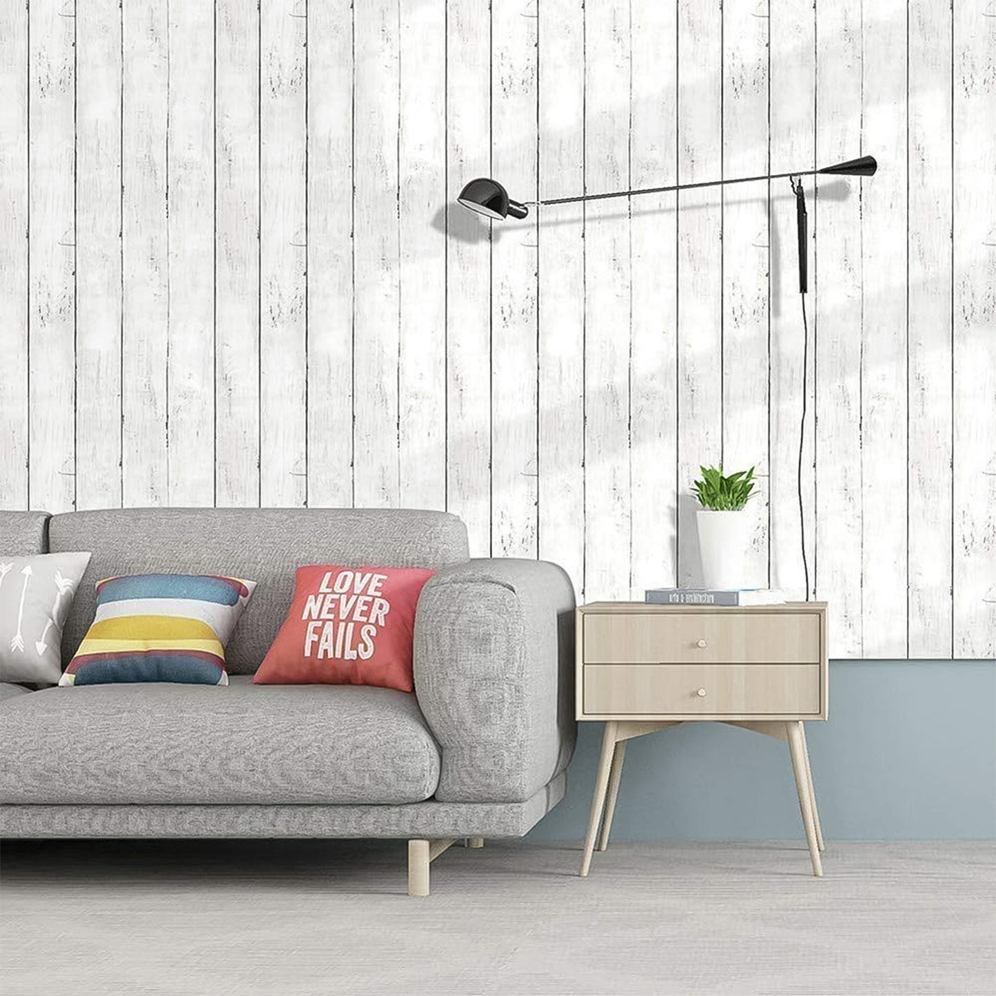 White Wood Grain Self-adhesive Wallpaper 45 Cm X 10 Meter (1 Pc)