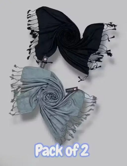 Pack of 2 Self Design Stoles – Viscose Rayon Soft Wraps