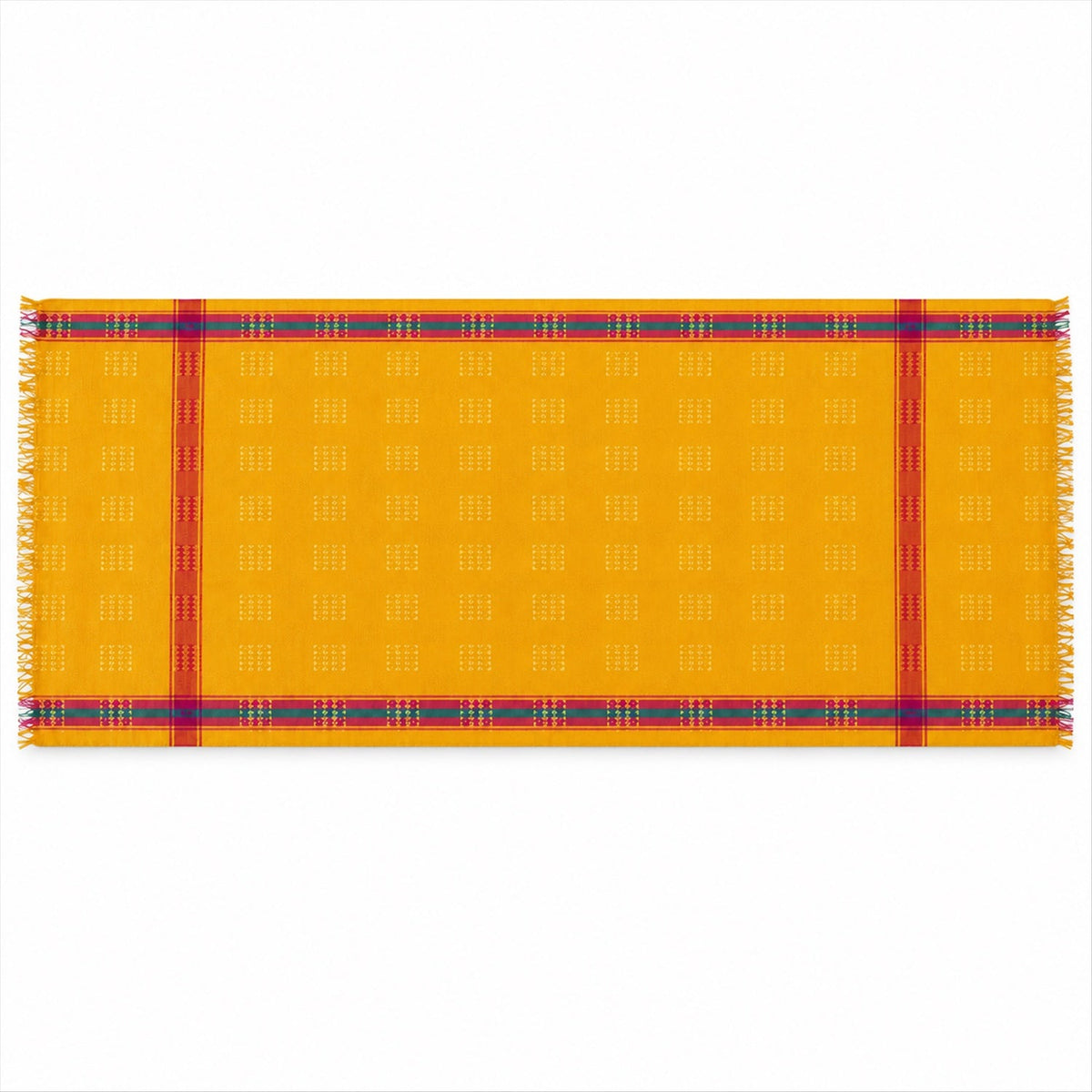 Wukusy festive shawl dupatta with contrast striped borders, 126x48 cm, featuring vibrant patterns and elegant fabric.