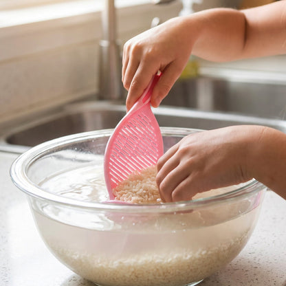 Plastic Rice Washing Strainer Spoon With Handle For Kitchen Draining Tool (1 Pc)