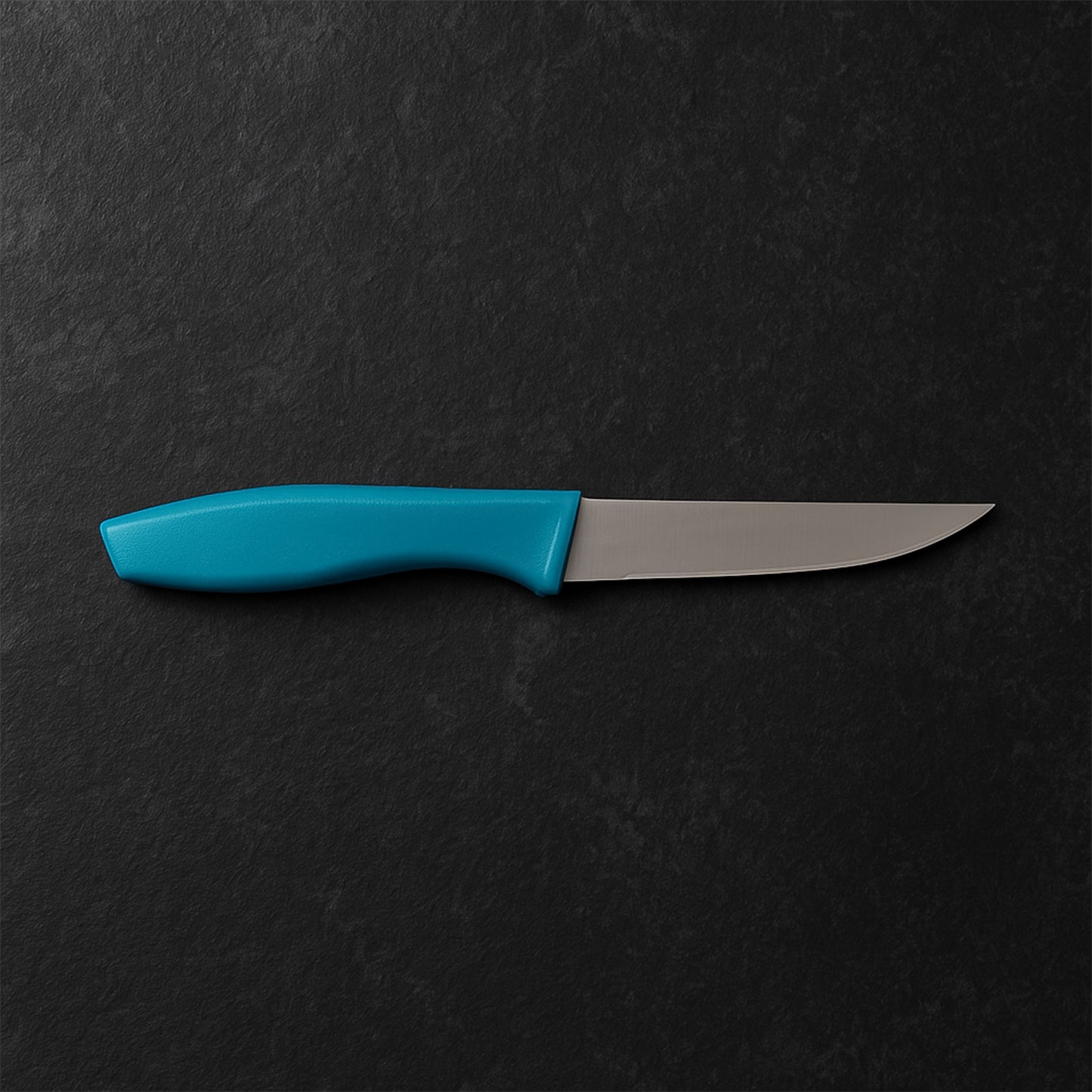 Wukusy Supermom stainless steel vegetable knife with a black handle, ideal for chopping fresh vegetables in the kitchen.