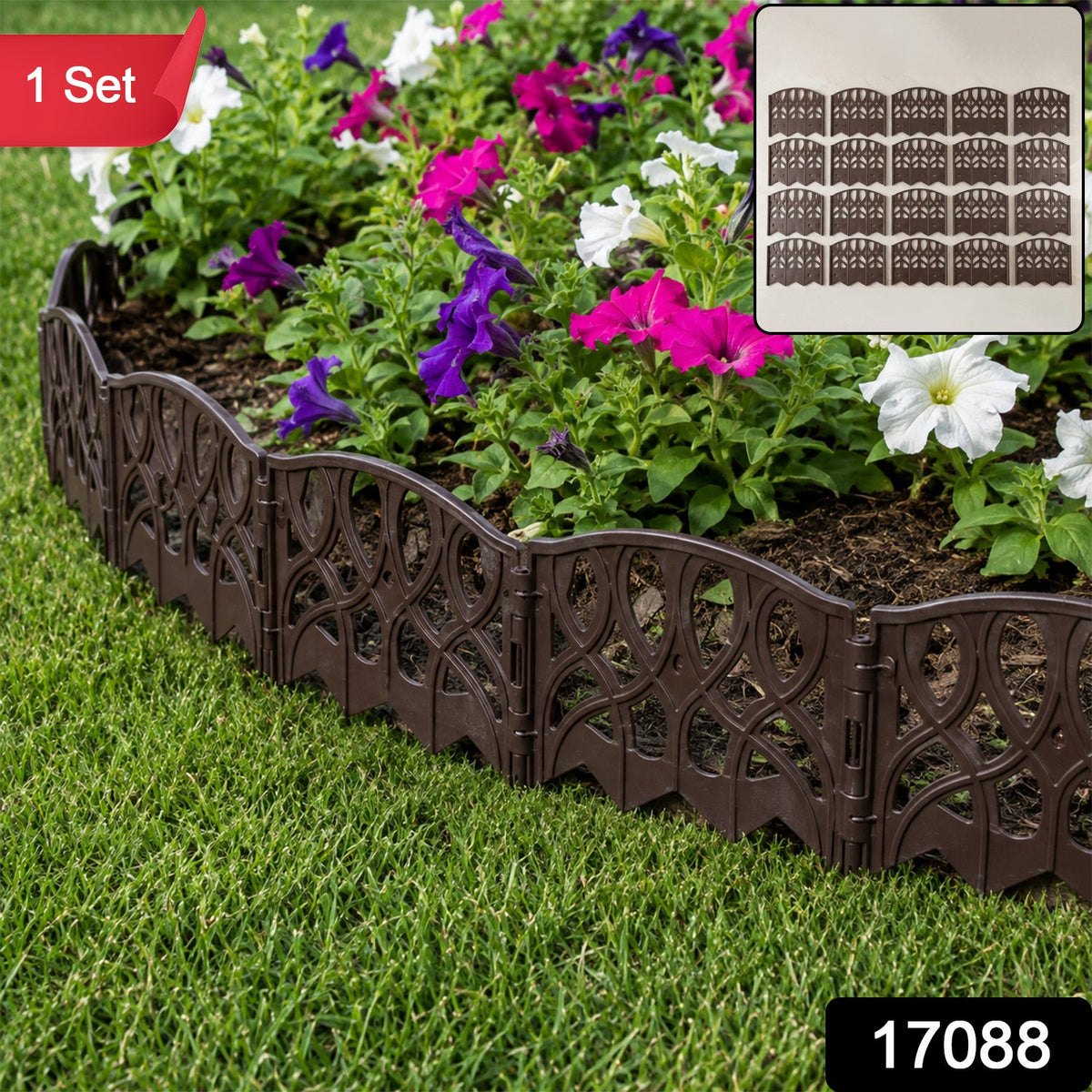 Wukusy decorative plastic garden fence border set with colorful flower and yard design, ideal for lawn and flower beds.