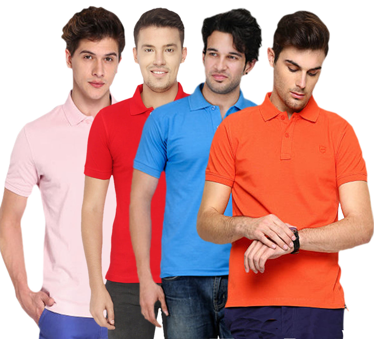Cotton Blend Polo Collar  Men'S Tshirt  (Pack Of 4)-XXL-SBORPKRd