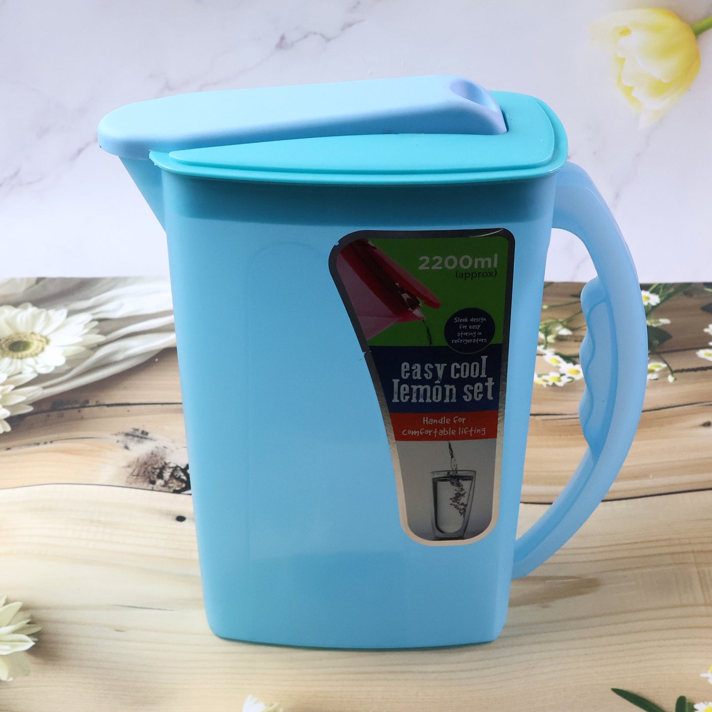 Easy Cool Lemon Set Water Jug With Lid  Handle (Approx. 2200 Ml)