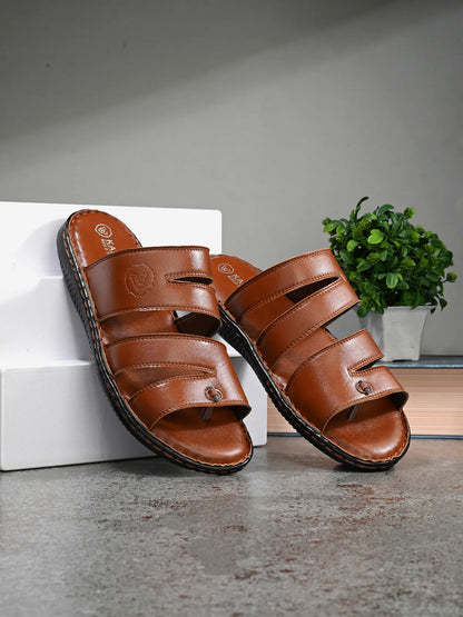 Tan Synthetic Cushioned Comfortable Men Sandals: Size-10