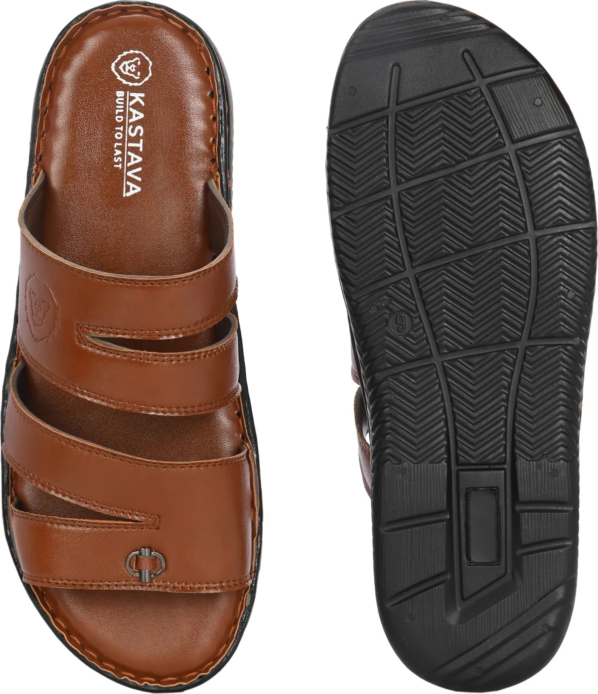 Tan Synthetic Cushioned Comfortable Men Sandals: Size-10