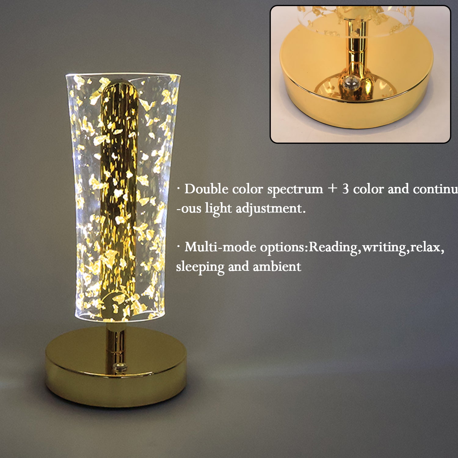 Elegant Wukusy luxury golden crystal LED table lamp with a sleek design and warm lighting, perfect for stylish home decor.