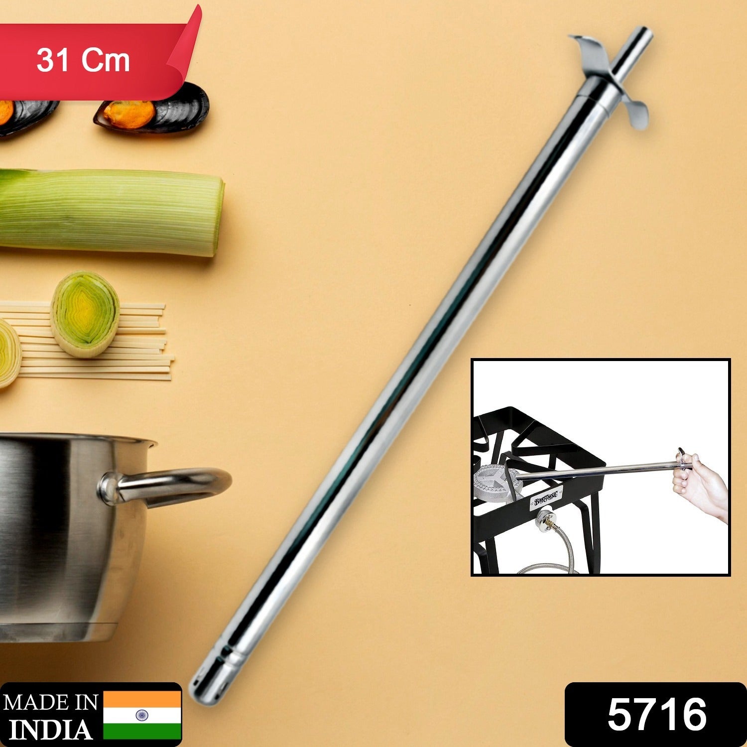 Wukusy stainless steel gas lighter for kitchen stove, long spark lighter, unbreakable, suitable for home cooking and restaurant use