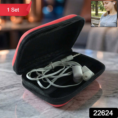 Premium Wired Earphone With Zipper Carry Case Set (1 Set)