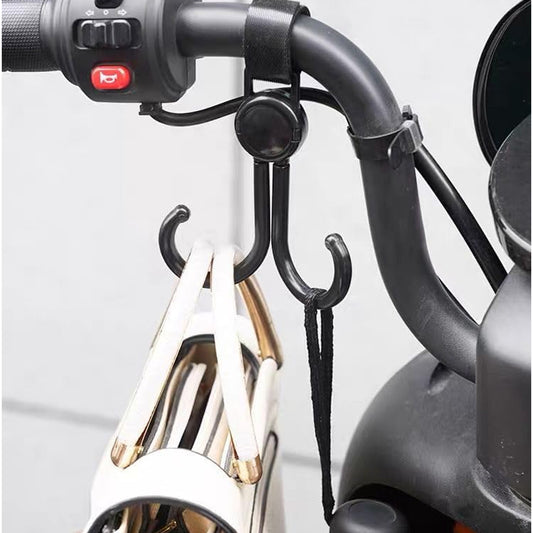 Wukusy black multi-purpose pushchair hook clip with 360-degree rotation for strollers, baby carriages, bikes, and shopping trolleys.