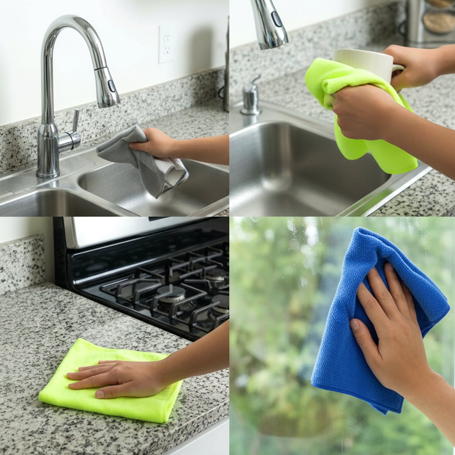 Multipurpose Microfiber Dust Cleaning Cloth (4 Pc Set)