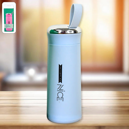 Light blue Wukusy 400ml leak-proof glass water bottle, ideal for gym and kids, featuring a sleek design for daily hydration.