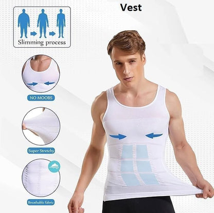 Premium Tummy Control Undershirt Abs Abdomen Slim Stretchable Vest For Men (Pack Of 1) = M