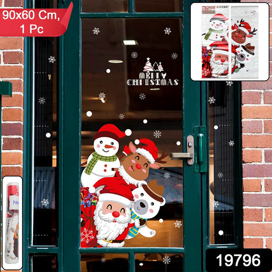 Christmas Theme Glass  Wall Sticker 90x60 Cm  (1 Pc)