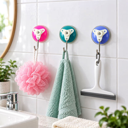 Wukusy 3-piece suction cup snap wall hooks for bathroom and kitchen storage