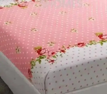 Single Cotton Bedsheet with 1 Pillow Cover – Floral Print, 240 Thread Count, Summer Use
