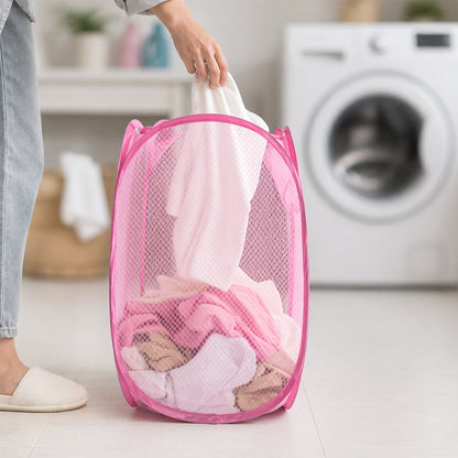 Foldable Mesh Laundry Basket Lightweight Clothes Hamper (1pc 32x32x58cm)