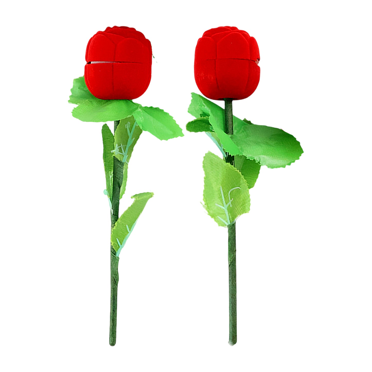 Romantic Artificial Rose Ring Box Stick  2 Piece Flower Shaped