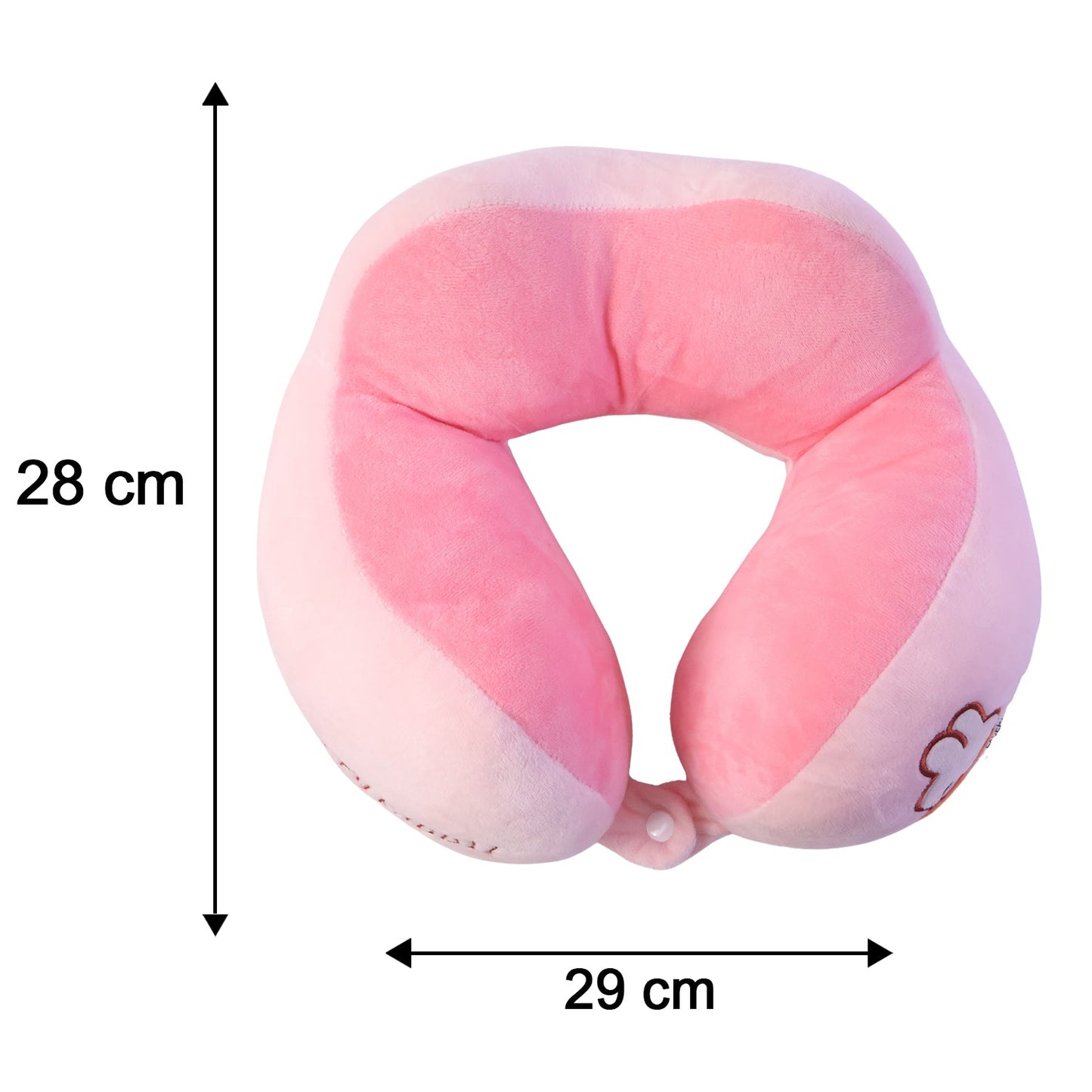 U Shaped Travel Neck Pillow Soft Plush Pink White Head Neck Support (1 Pc)