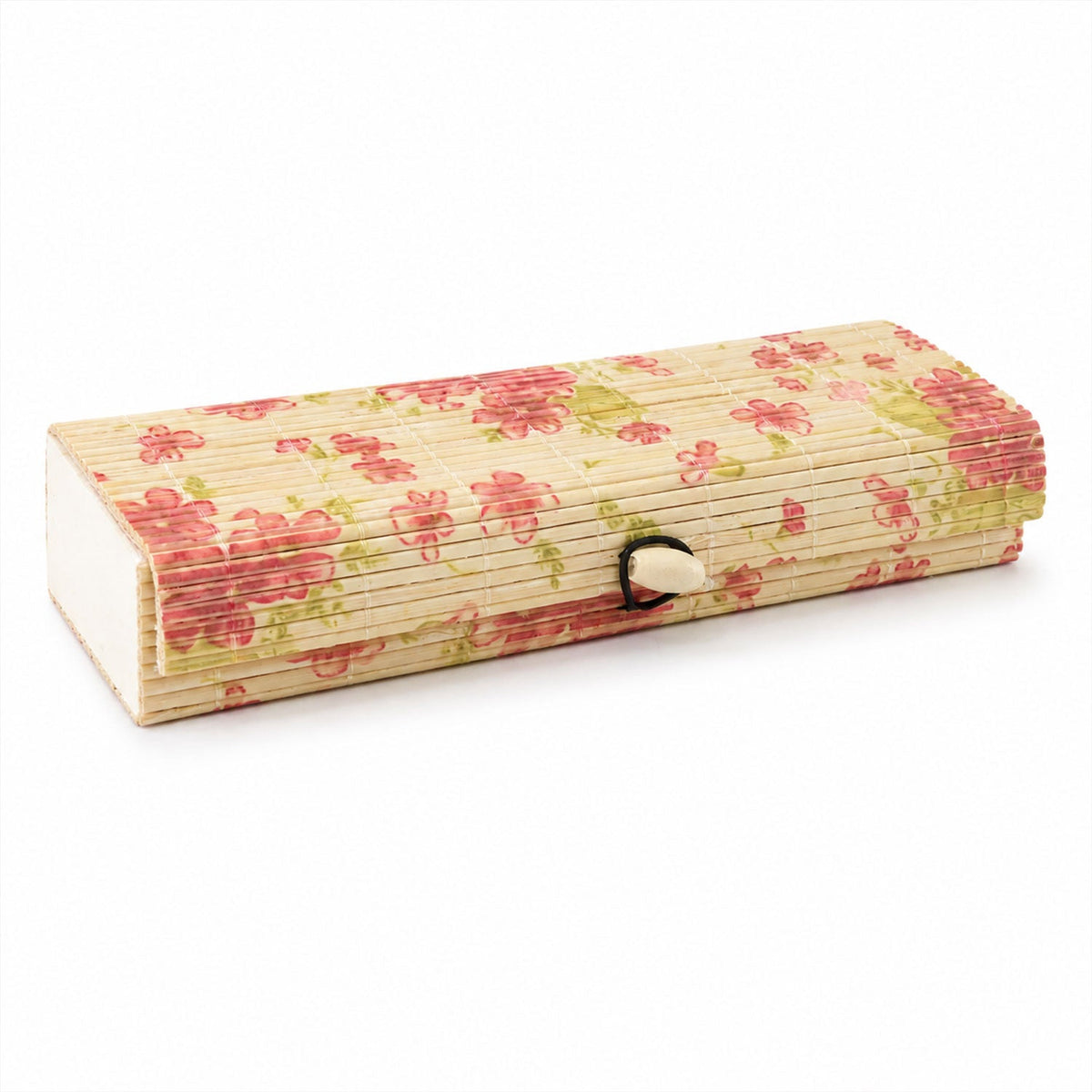 Decorative Wooden Floral Empty Storage Box With Roll Top Lid For Home (1 Piece)