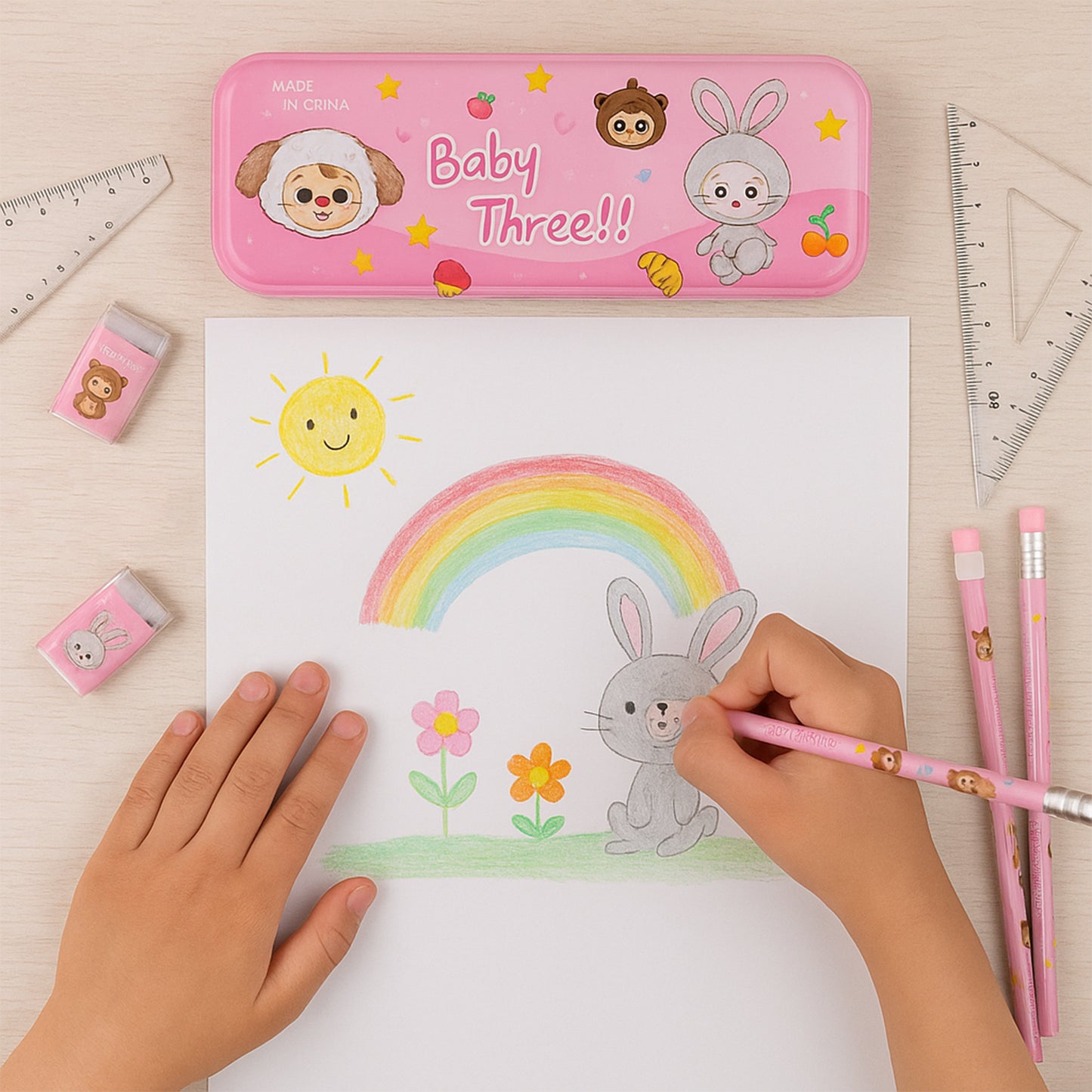 Cartoon Stationery Gift Set For Kids (14 Pc)