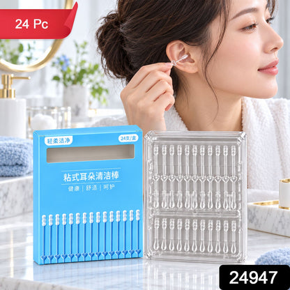 Silicone Ear Cleaning Kit With Dual End Sticks And Storage Holder (24 Pc)