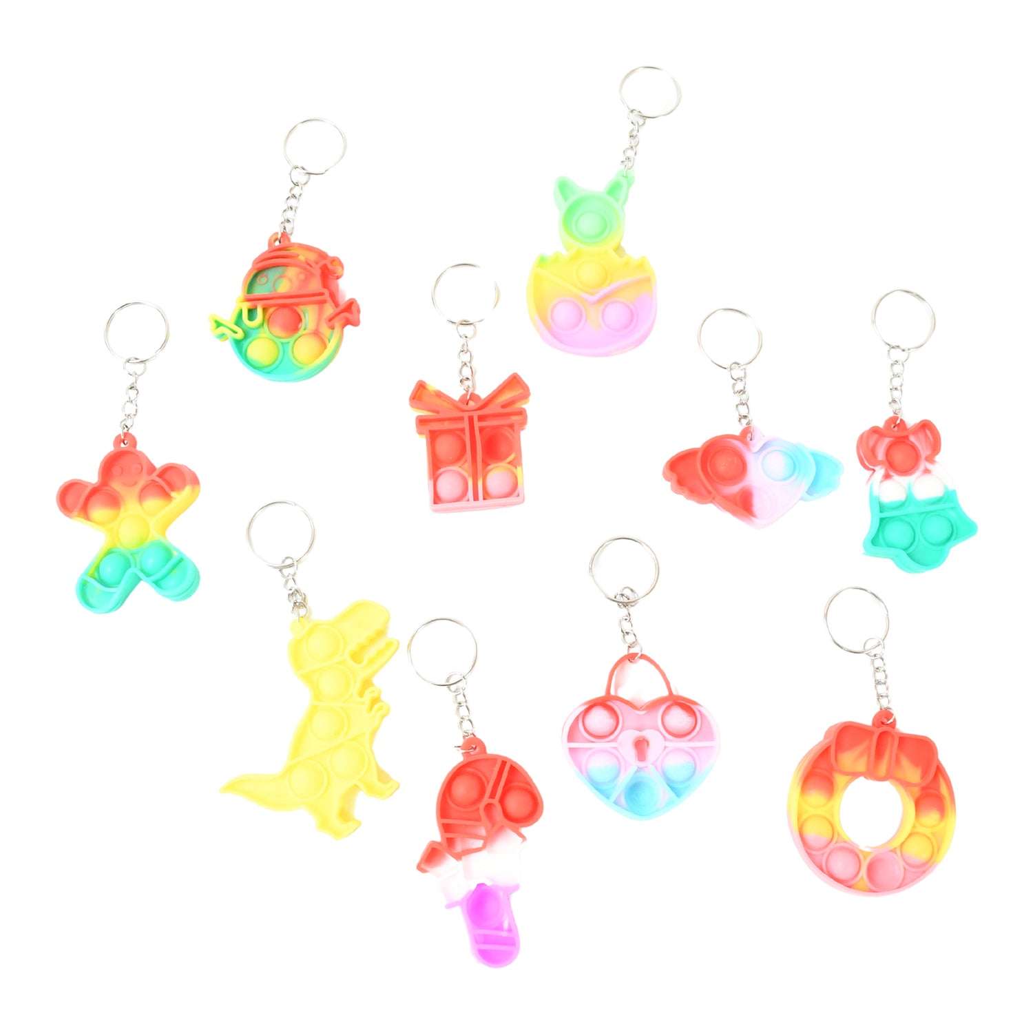 Wukusy Compact Silicone Pop It keychain toy with colorful bubble design, portable stress relief fidget toy for kids, birthday gift