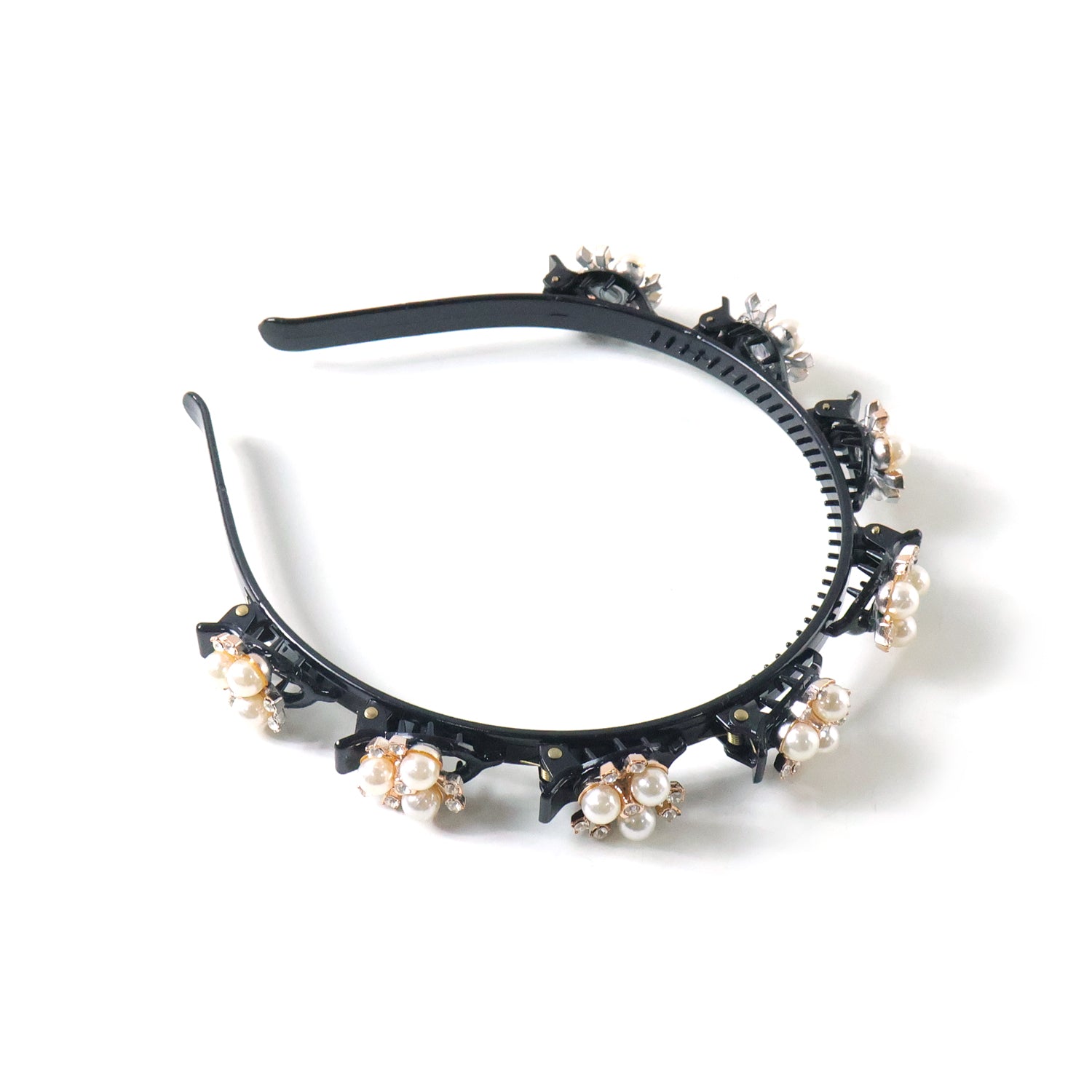 Stylish Pearl Embellished Floral Hairband For Girls  Women (1 Pc)