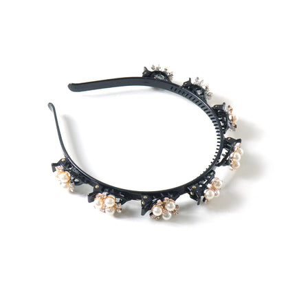 Stylish Pearl Embellished Floral Hairband For Girls  Women (1 Pc)
