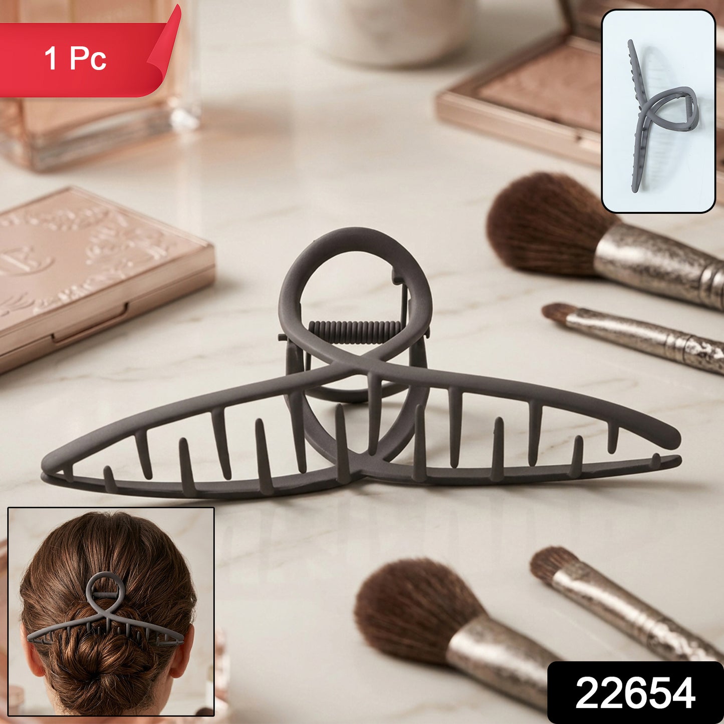 Large Wukusy Strong Grip Hair Claw Clip, sturdy design for secure hold, shown in a natural open position with textured surface