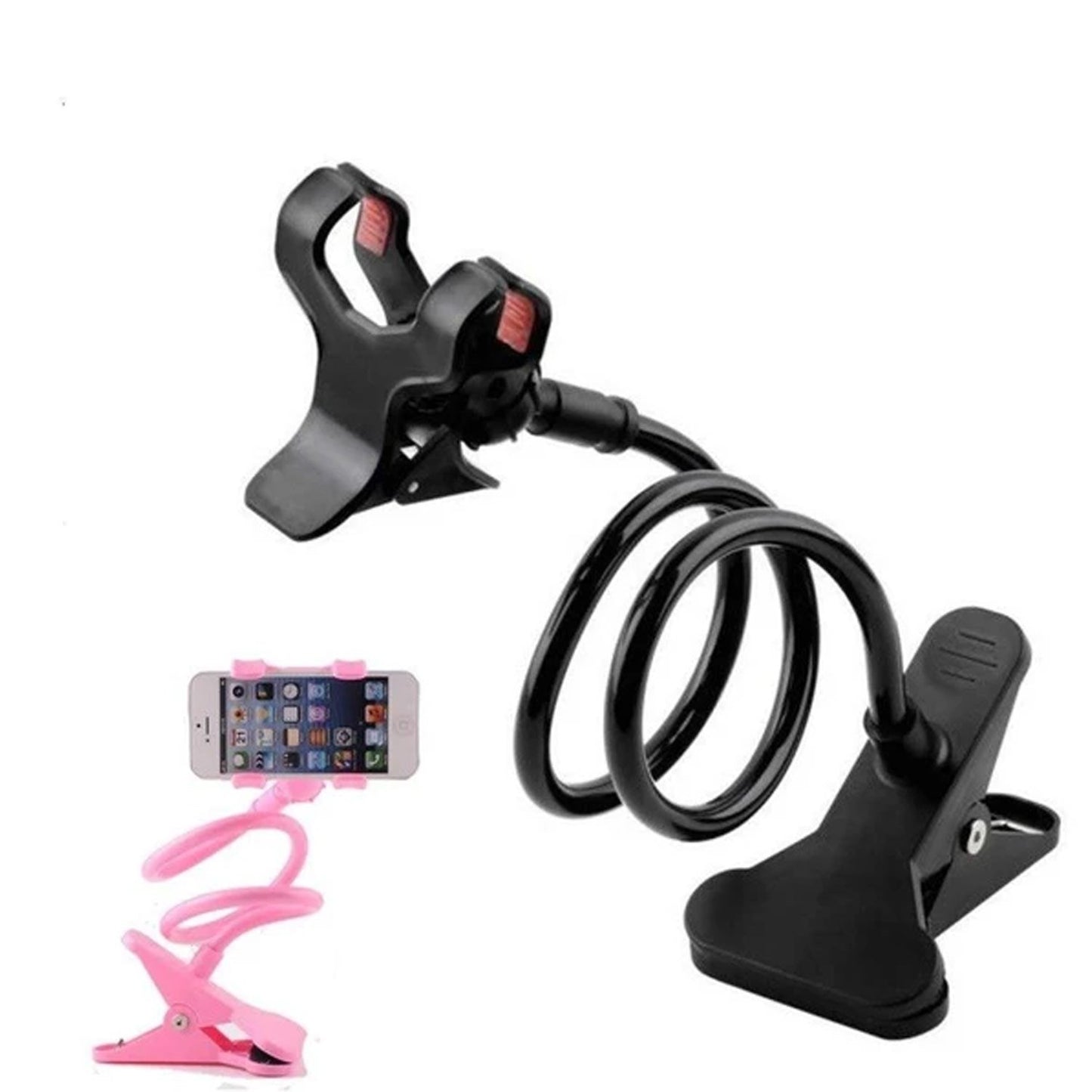 Wukusy 360-degree flexible foldable metal lazy stand bracket for mobile devices, adjustable and portable for hands-free use.