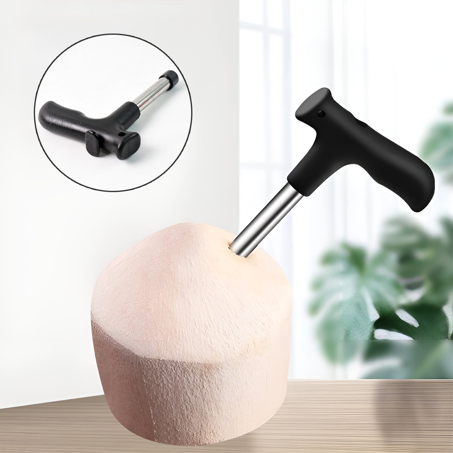 Wukusy Supermom coconut opener tool with ergonomic handle, designed for easy opening of coconuts, single piece.