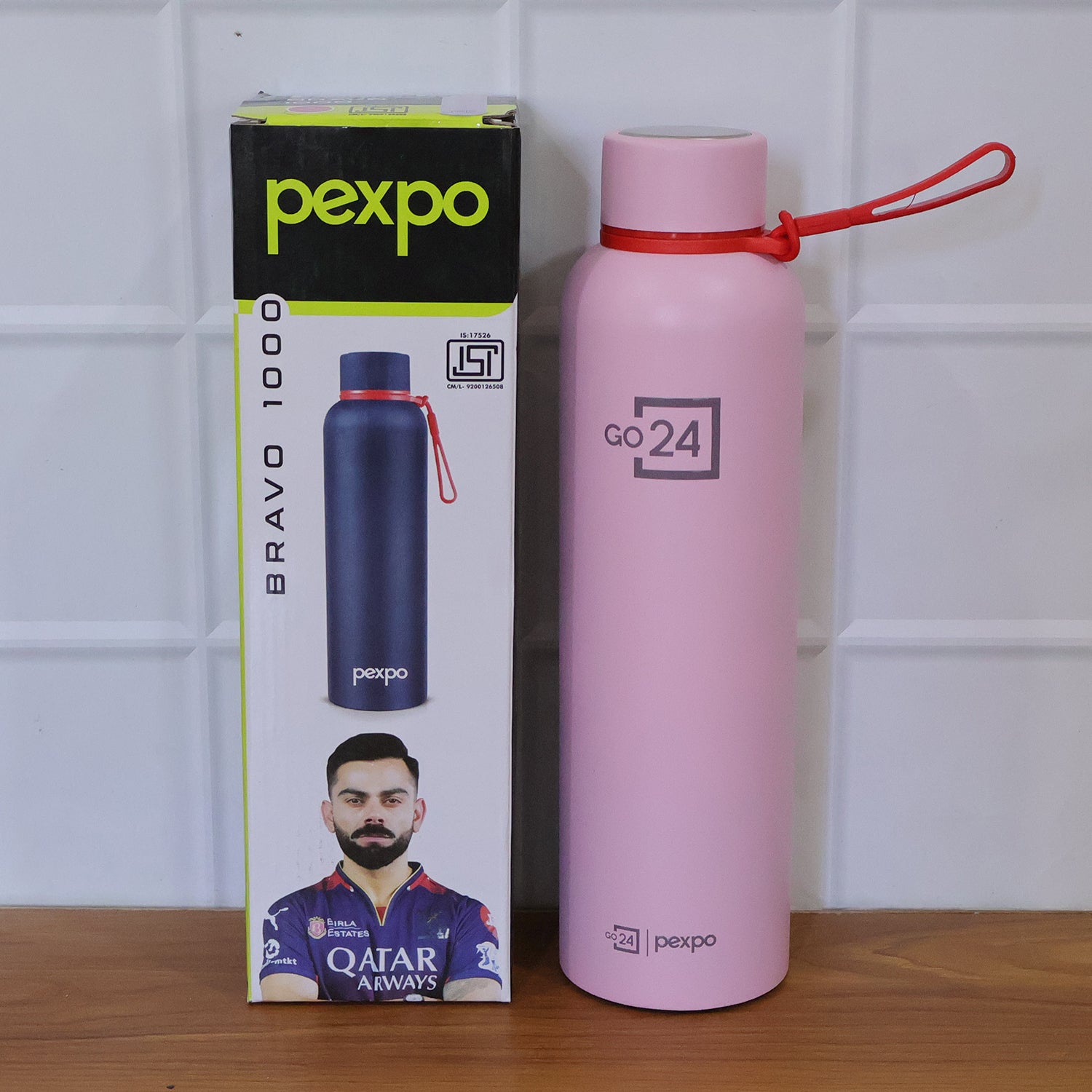 Pexpo Bravo Vacuum Insulated Hot  Cold Stainless Steel Water Bottle 1000 Ml