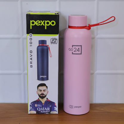 Pexpo Bravo Vacuum Insulated Hot  Cold Stainless Steel Water Bottle 1000 Ml