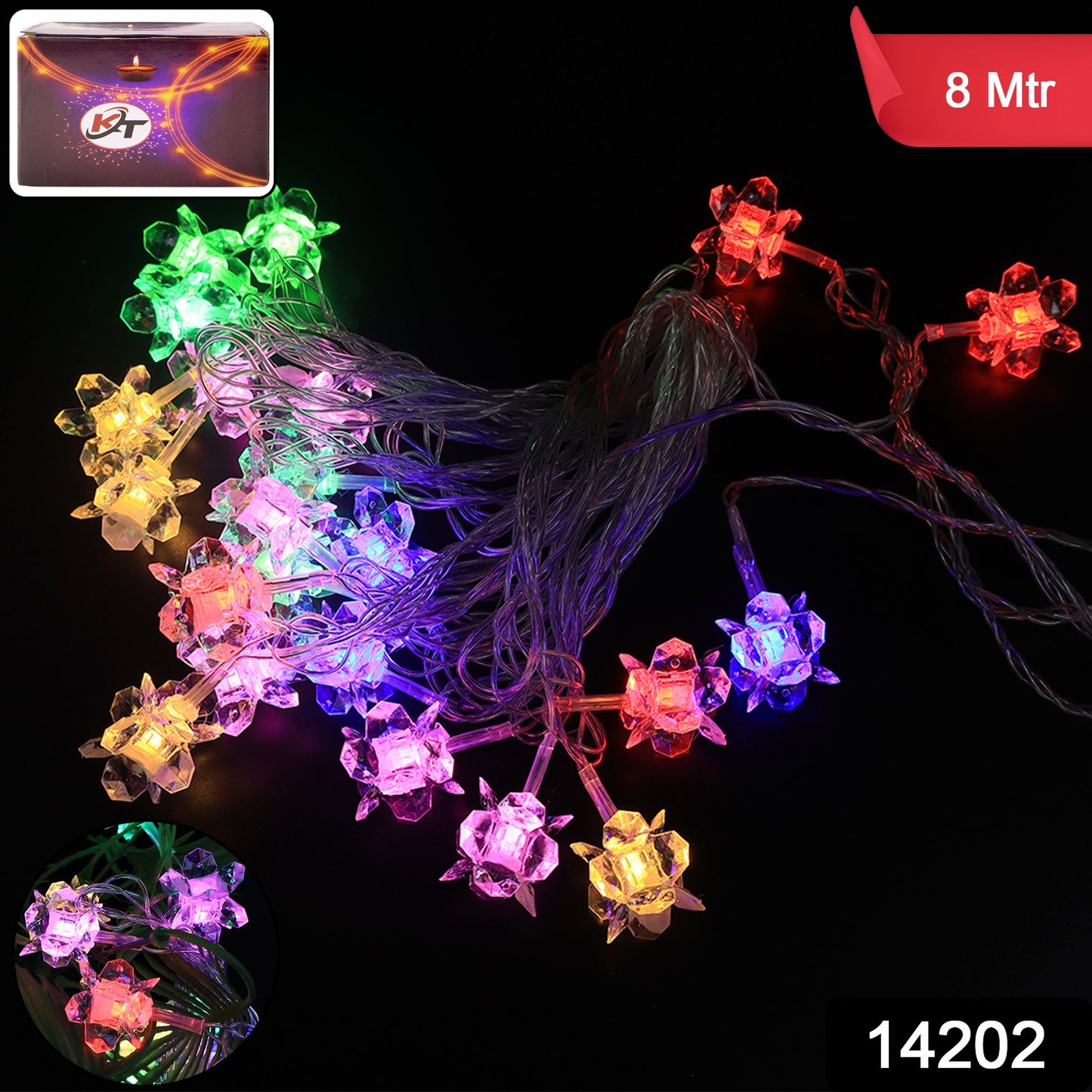 Crystal Flower Led Decorative String Light (8 Meter)