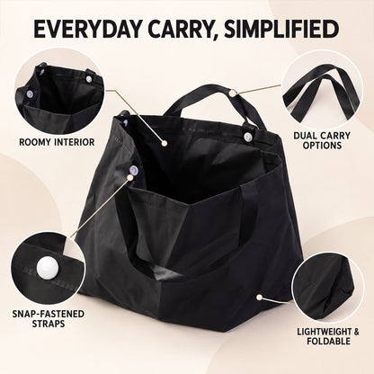Wukusy shopping tote bag with wide carry straps, 32x23 cm, perfect for daily essentials, made of durable fabric.