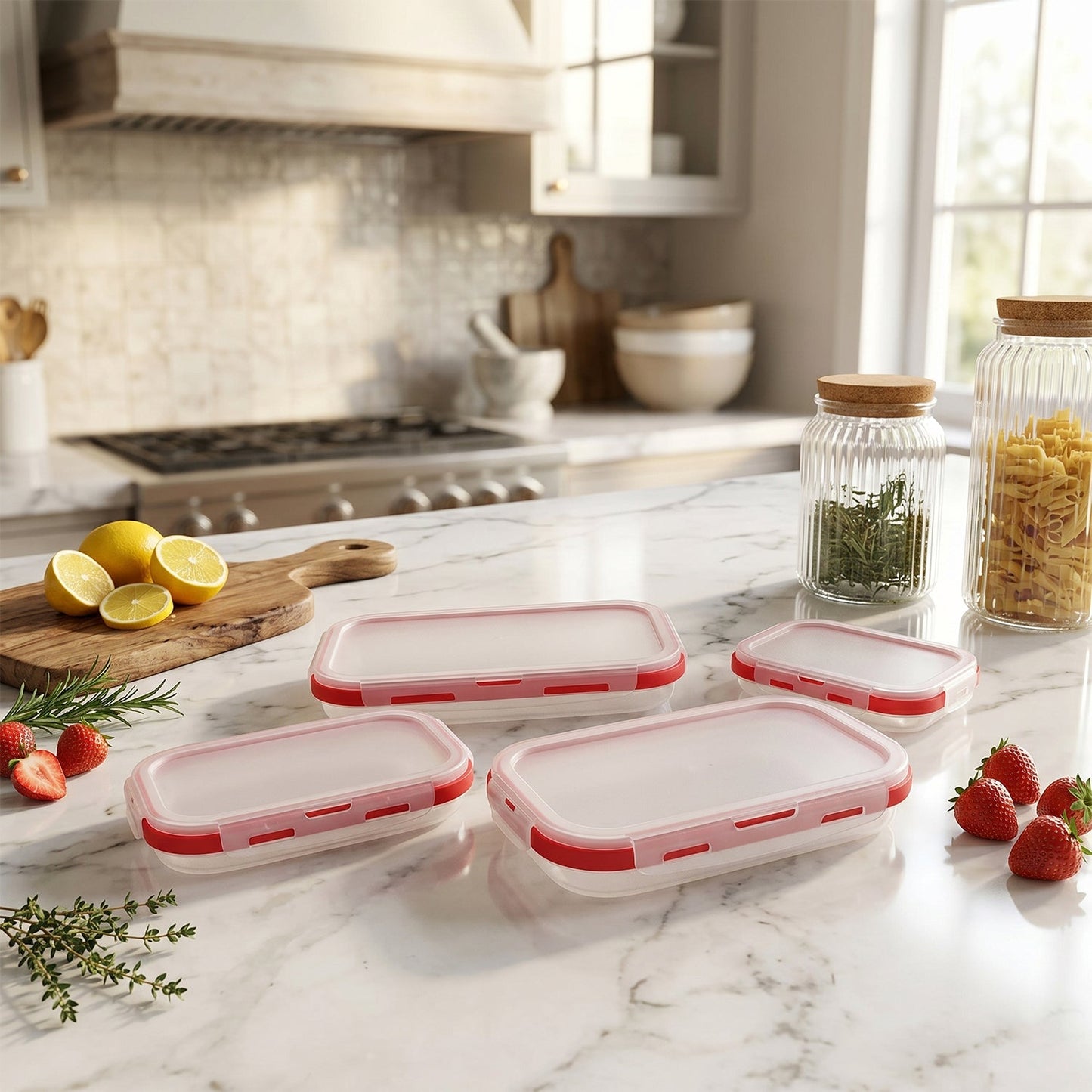 Collapsible Food Storage Container Set Airtight Foldable Lunch Box (4 Pc Set)