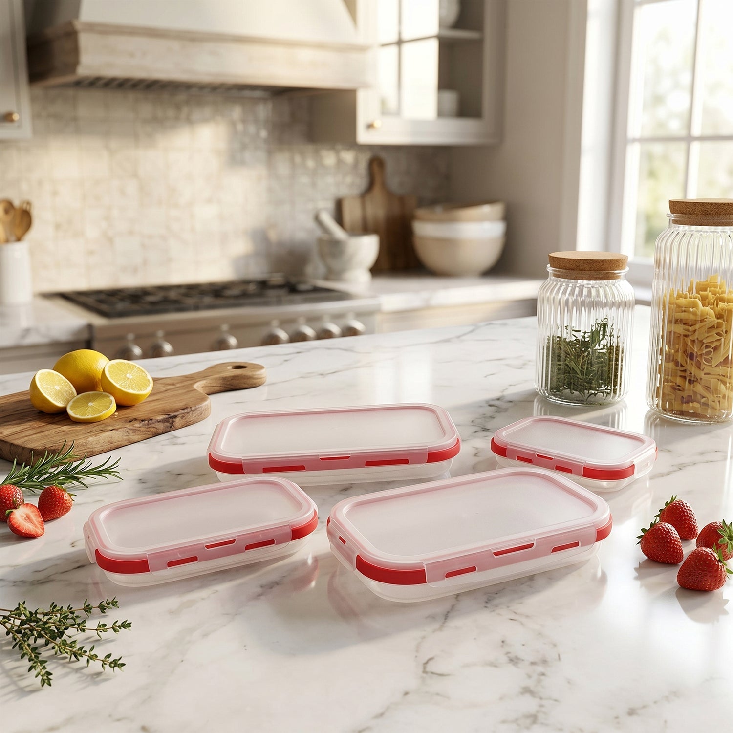 Collapsible Food Storage Container Set Airtight Foldable Lunch Box (4 Pc Set)