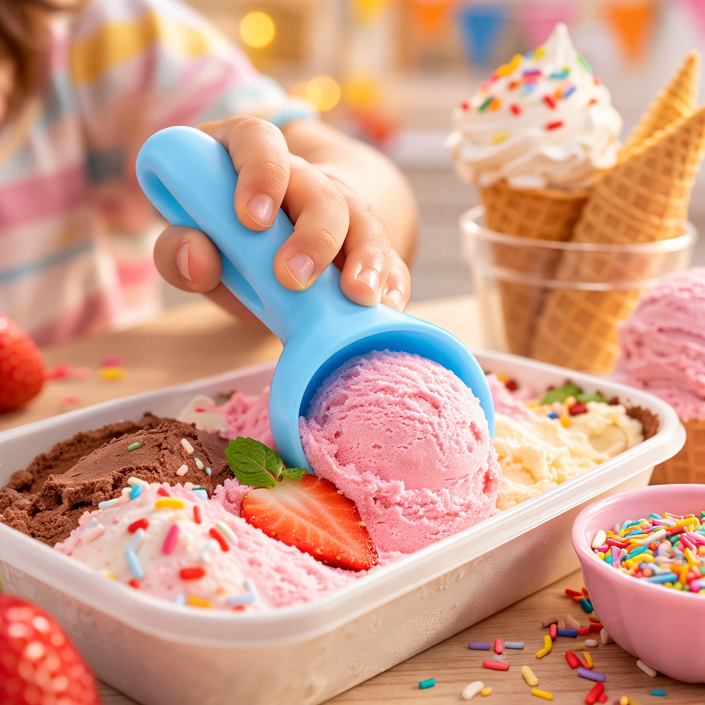Plastic Ice Cream Scoop Set (4 Pc)