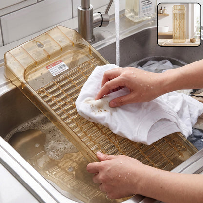 Portable Plastic Laundry Washboard With Ridges For Hand Washing Clothes (1 Pc)