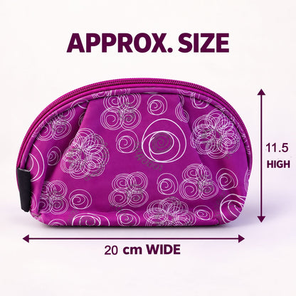 Wukusy floral cosmetic zipper pouch with attached mirror, compact travel storage bag in 20x11 cm size, featuring colorful floral design.