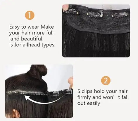 Natural Black Straight Hair Extensions – Synthetic 24 Inch 5 Clip Set