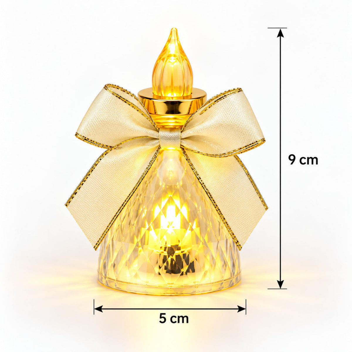 Set of six Wukusy decorative flameless LED candle lights with bows, ideal for home decor and cozy ambiance.