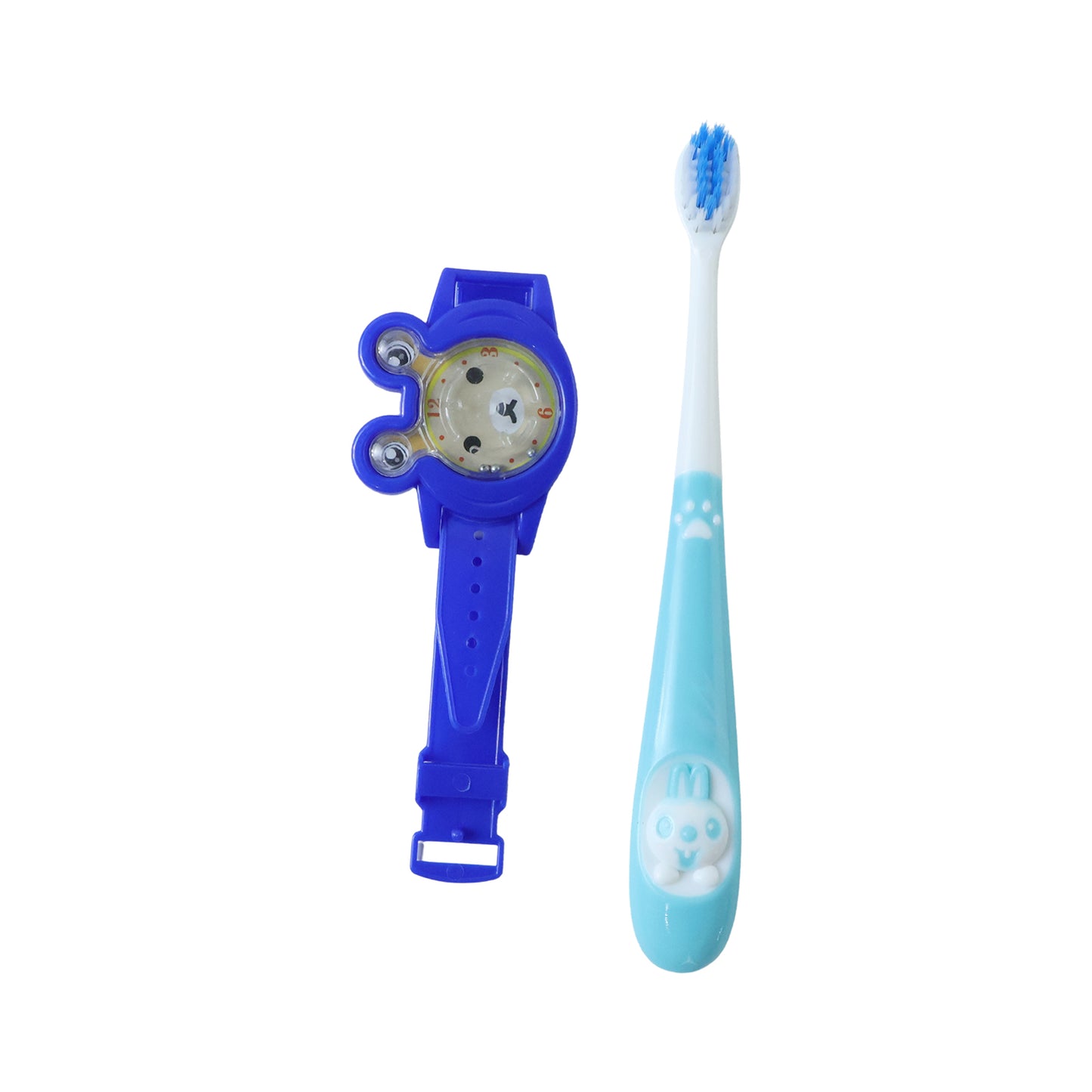 2 In 1 Kids Toothbrush With Cartoon Watch Toy (2 Pc Set)