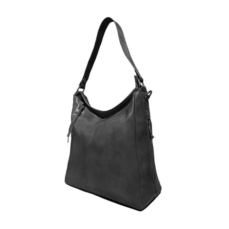 Black Vegan Leather Shoulder Bag | Spacious, Water-Resistant, Lightweight & Adjustable Strap