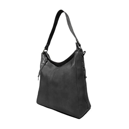 Black Vegan Leather Shoulder Bag | Spacious, Water-Resistant, Lightweight & Adjustable Strap