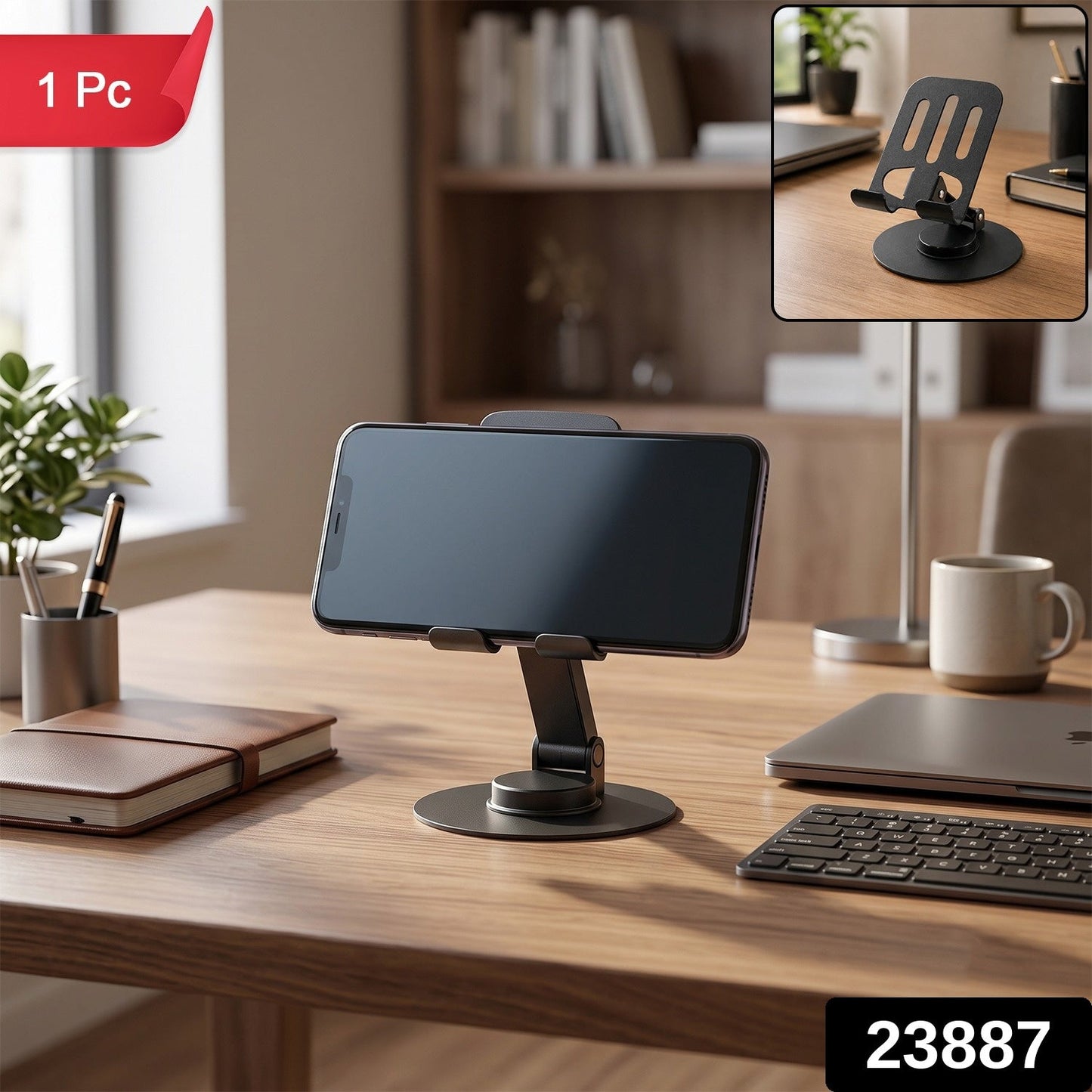 Metal Foldable Mobile Stand 360 Degree Rotating Adjustable Holder (1 Pc)