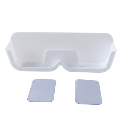 Wall-mounted Wukusy plastic sunglasses holder stand with adhesive, designed for organizing eyewear conveniently.