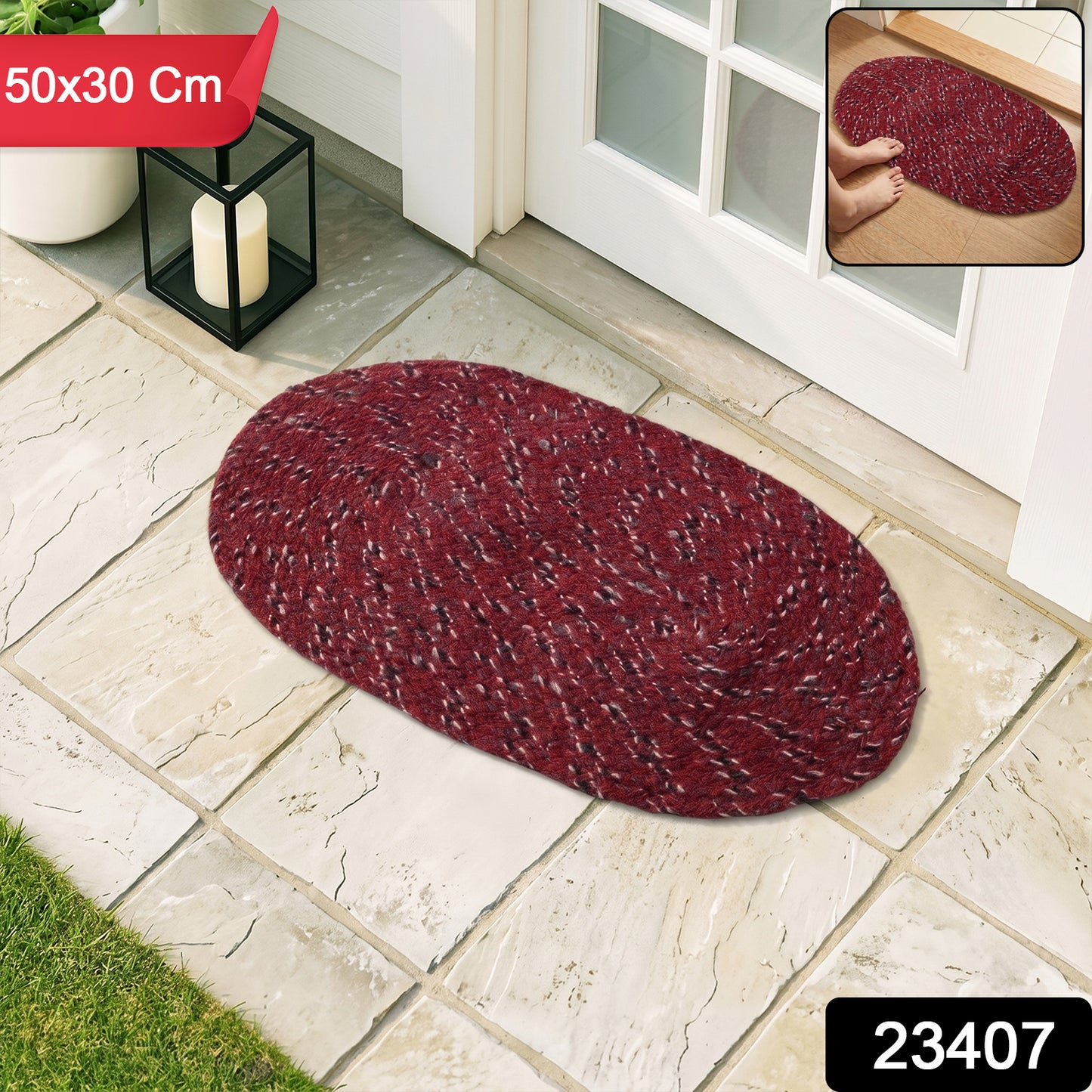 Stylish Oval Floor Mat  (1 Pc 50x30 Cm)
