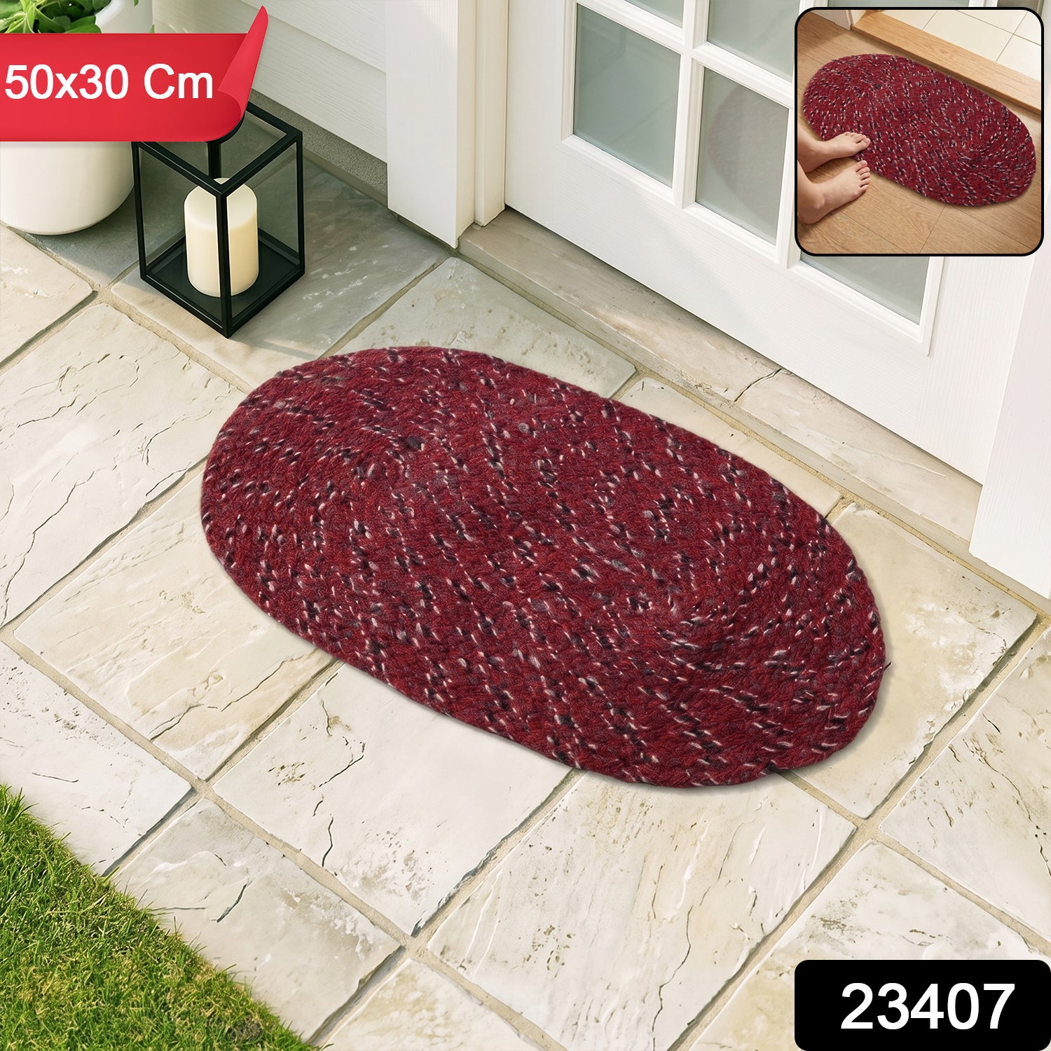 Stylish Oval Floor Mat  (1 Pc 50x30 Cm)